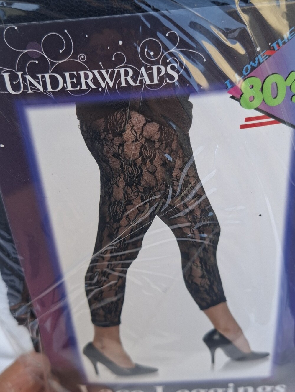 Vintage 80s Vibe Black Lace, Capri Leggings